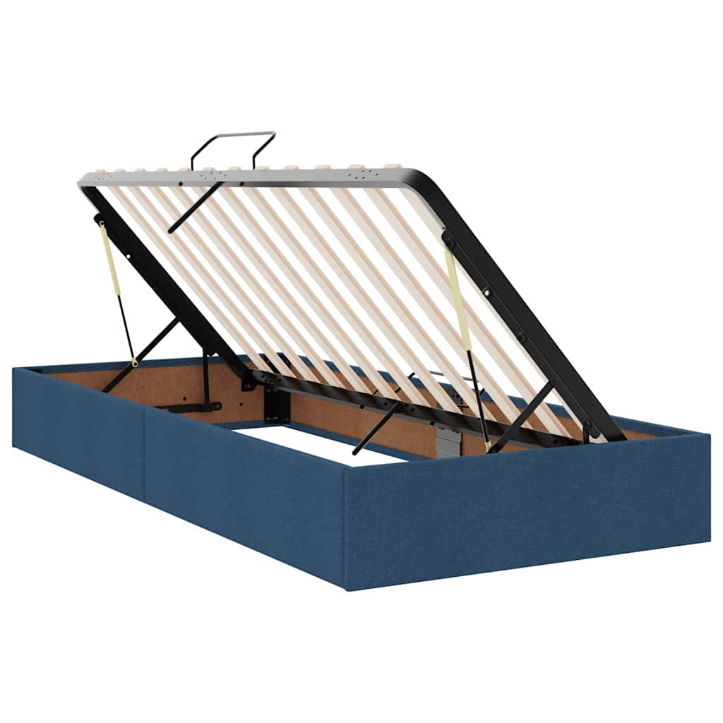 Cama de almacenamiento LED con colchón Azul 180 x 200 cm Tela