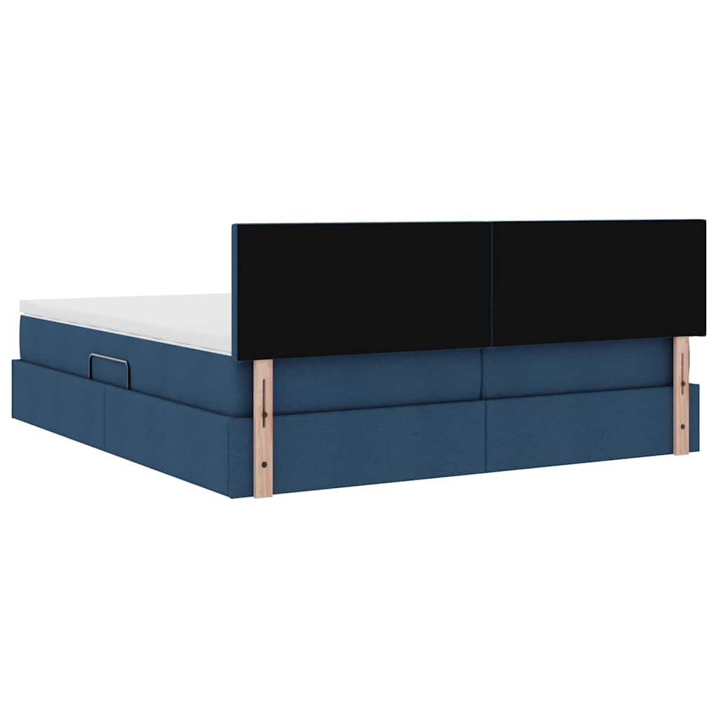 Cama de almacenamiento LED con colchón Azul 180 x 200 cm Tela