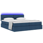 Cama de almacenamiento LED con colchón Azul 180 x 200 cm Tela