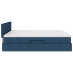 Cama de almacenamiento LED con colchón Azul 180 x 200 cm Tela