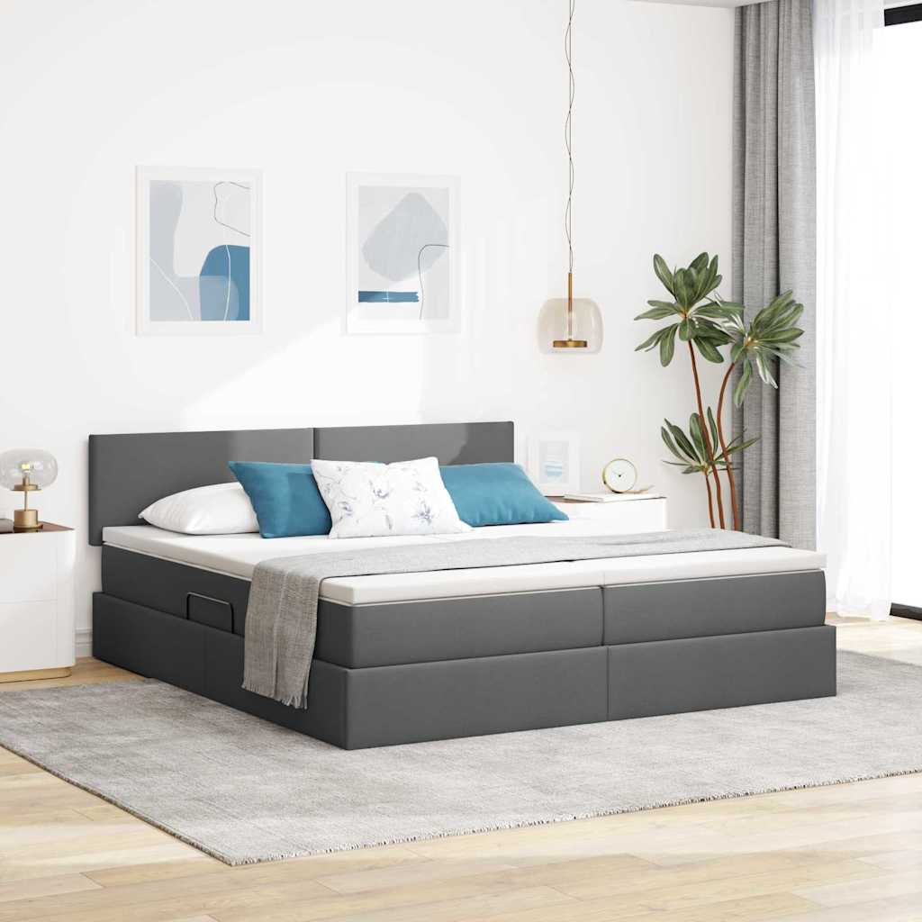 Cama de almacenamiento LED con colchón Azul 180 x 200 cm Tela