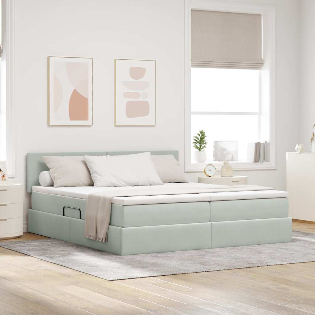 Cama de almacenamiento LED con colchón Azul Oscuro 180 x 200 cm