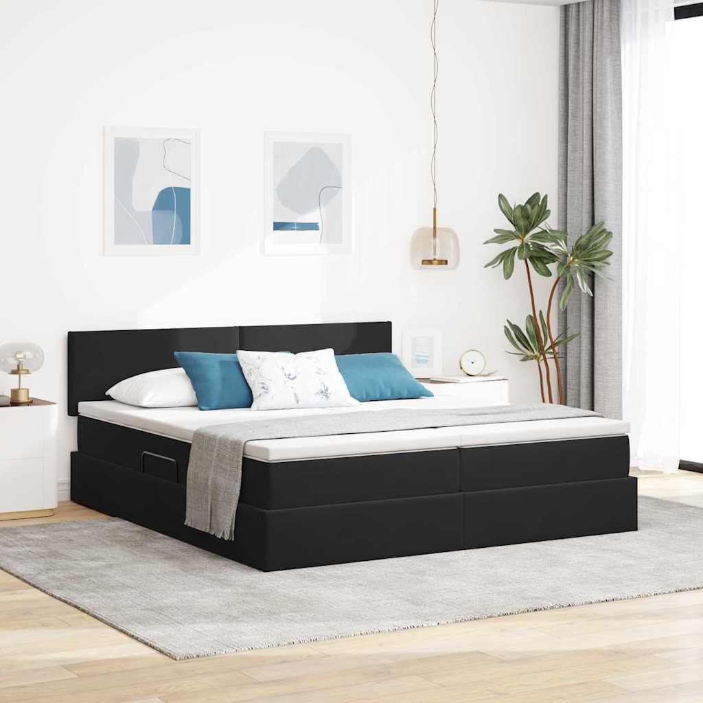Cama de almacenamiento LED con colchón Azul Oscuro 180 x 200 cm