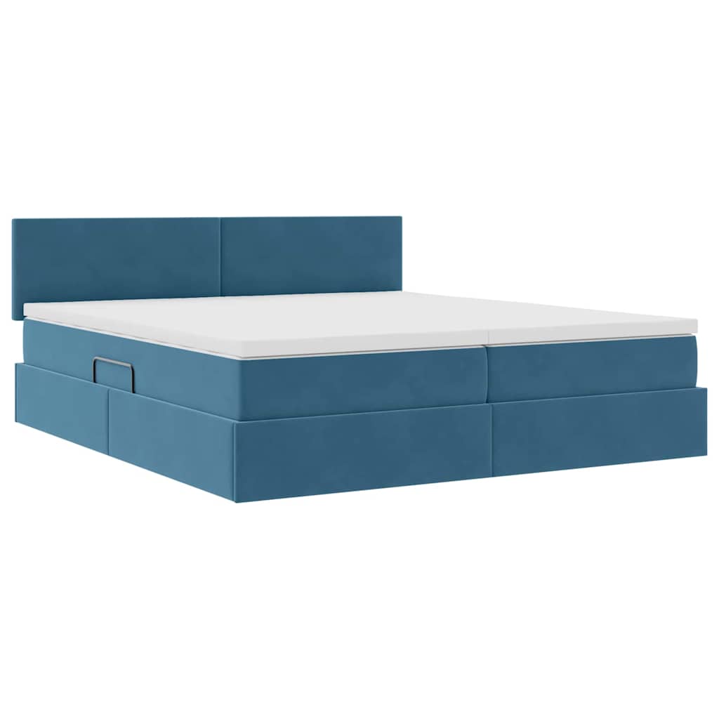 Cama de almacenamiento LED con colchón Azul Oscuro 180 x 200 cm