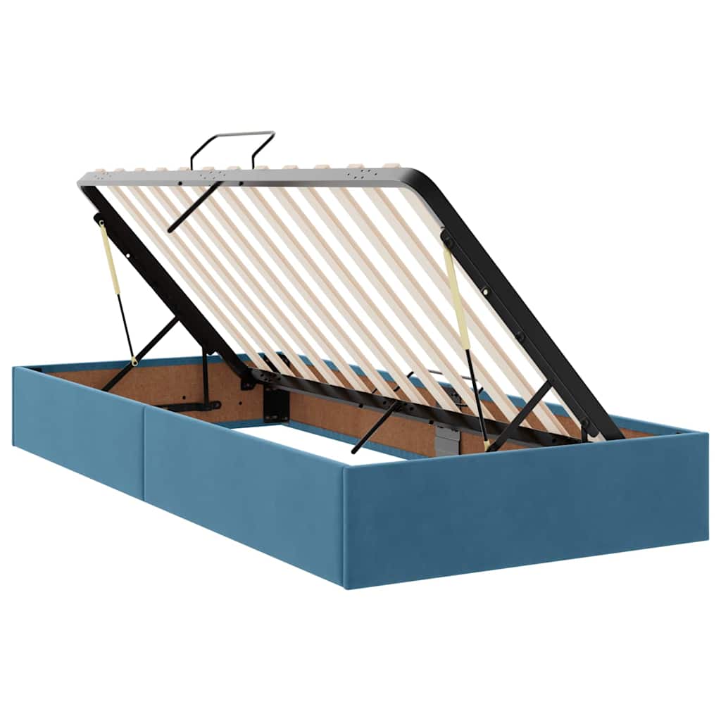 Cama de almacenamiento LED con colchón Azul Oscuro 180 x 200 cm