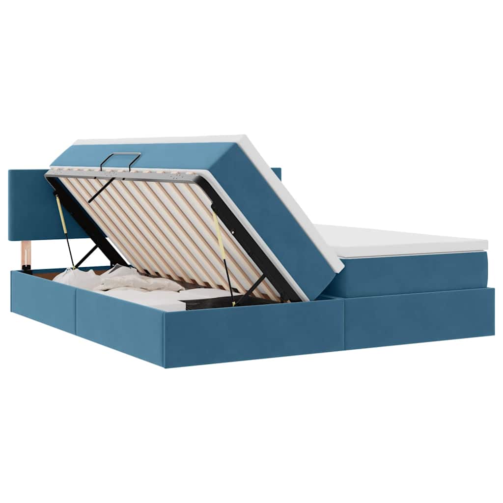 Cama de almacenamiento LED con colchón Azul Oscuro 180 x 200 cm