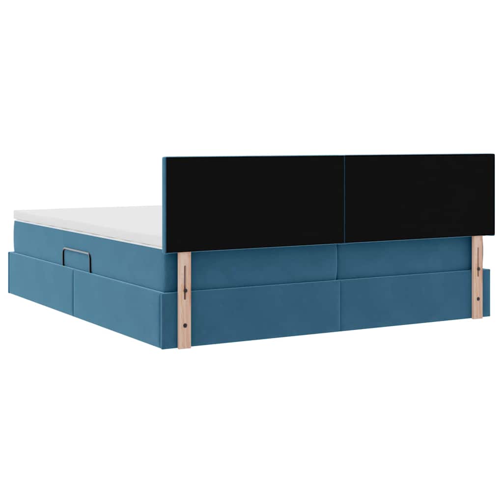 Cama de almacenamiento LED con colchón Azul Oscuro 180 x 200 cm