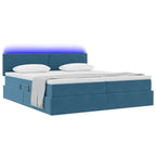 Cama de almacenamiento LED con colchón Azul Oscuro 180 x 200 cm