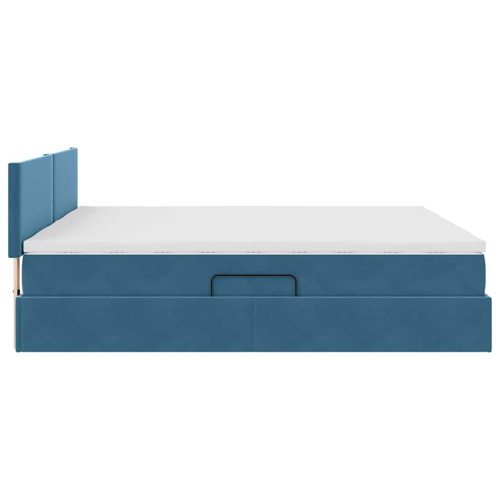 Cama de almacenamiento LED con colchón Azul Oscuro 180 x 200 cm