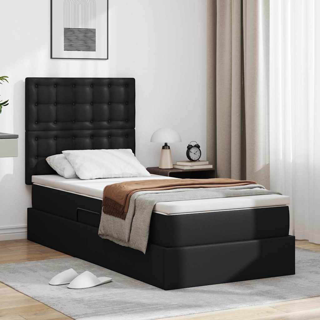 Cama com arrumação 120 x 190 cm Pele sintética