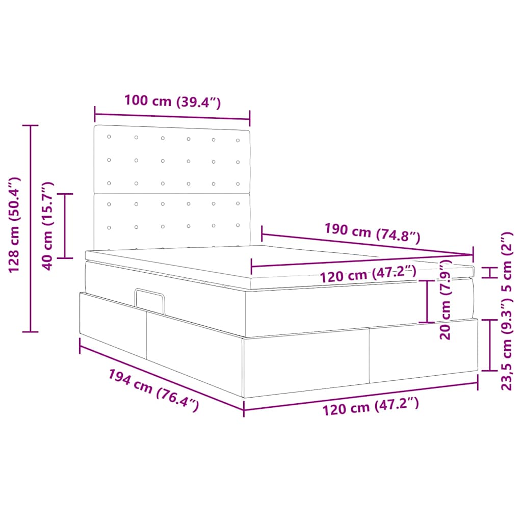 Cama com arrumação 120 x 190 cm Pele sintética
