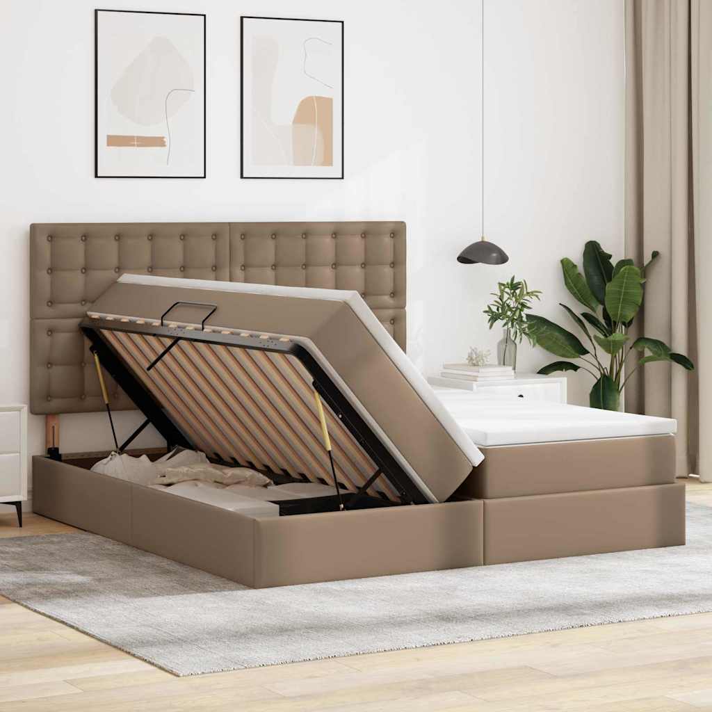 Cama con almacenamiento y colchón Capuchino 180 x 200 cm