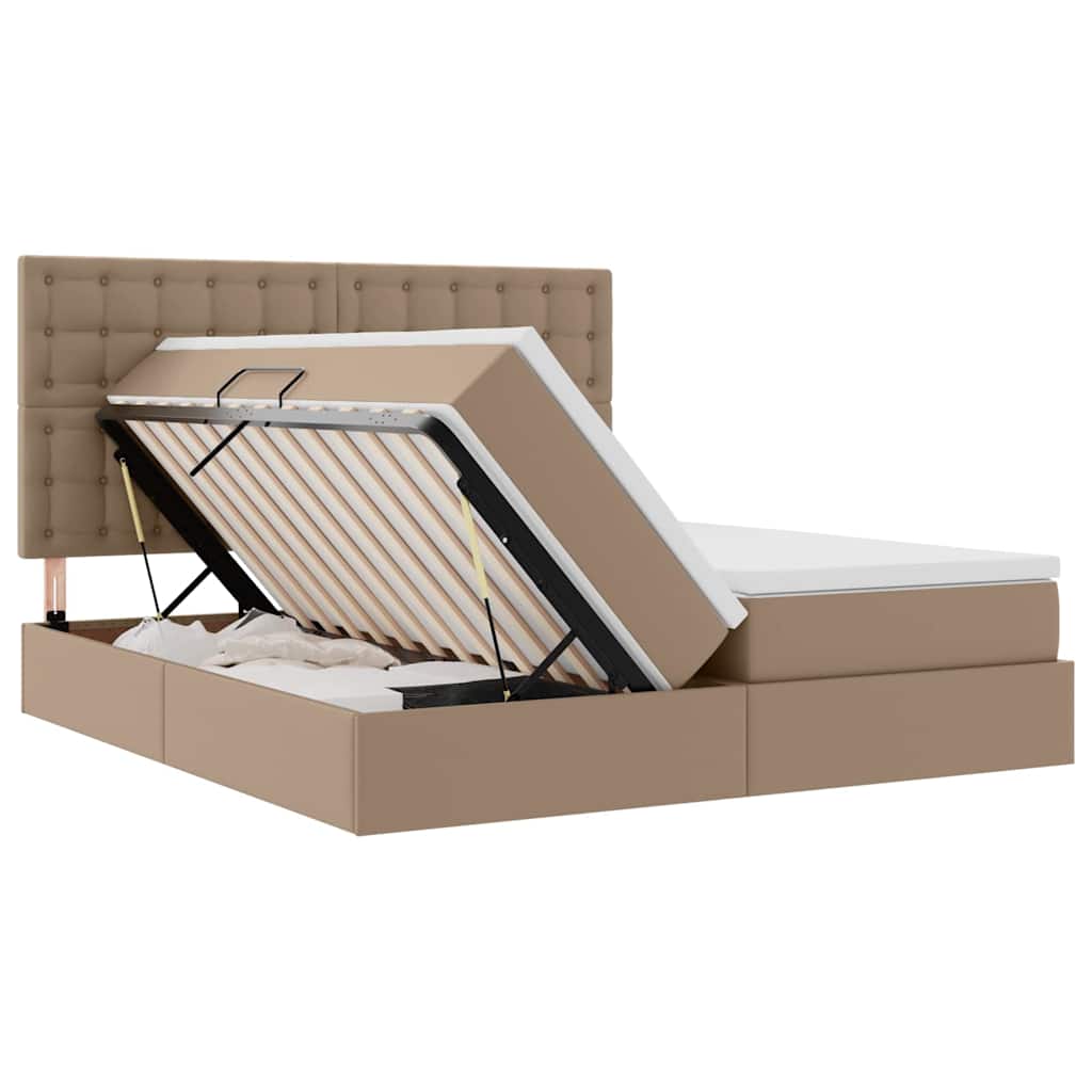 Cama con almacenamiento y colchón Capuchino 180 x 200 cm