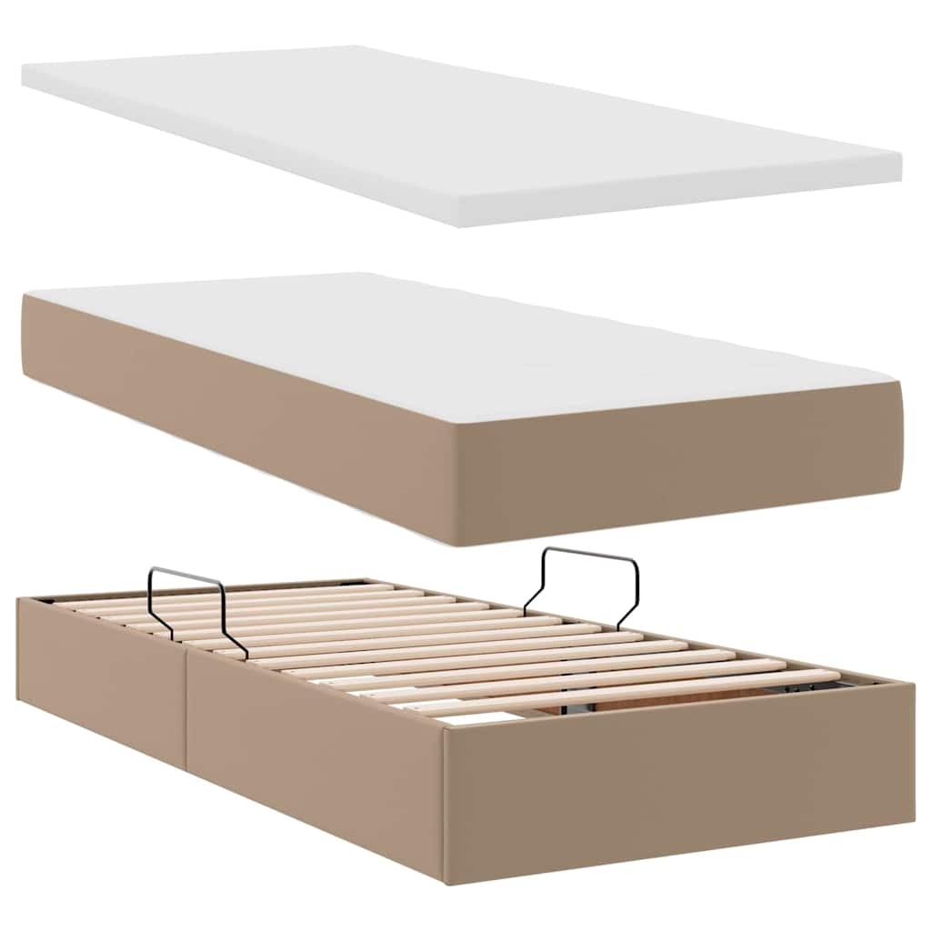 Cama con almacenamiento y colchón Capuchino 180 x 200 cm