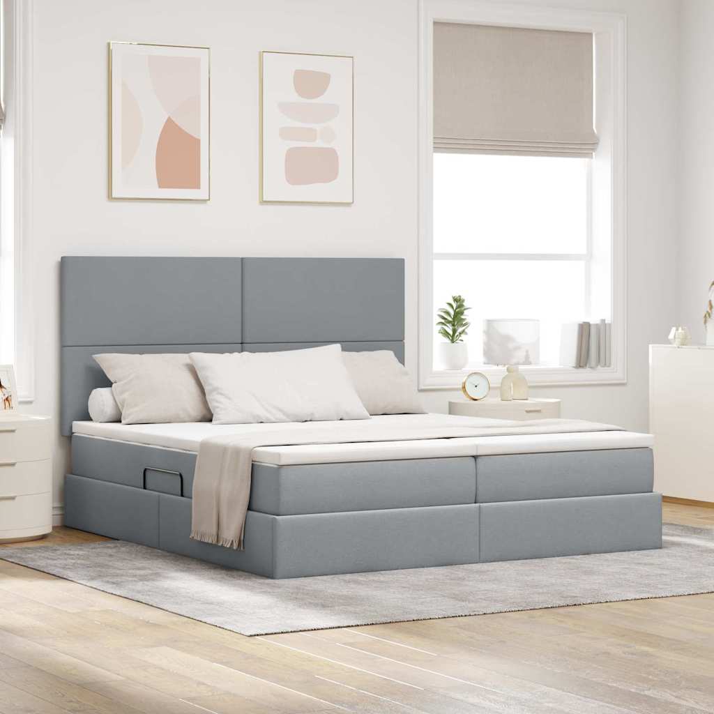 Cama con almacenamiento con cabecera Azul 180 x 200 cm Tela