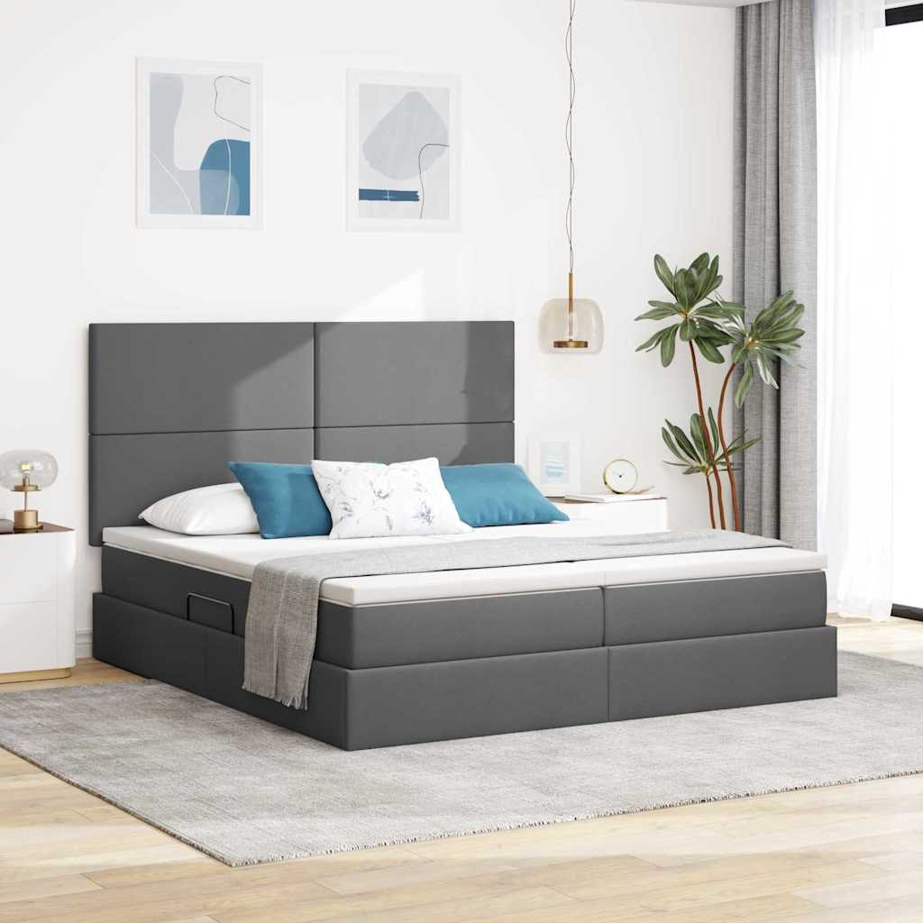 Cama con almacenamiento con cabecera Azul 180 x 200 cm Tela