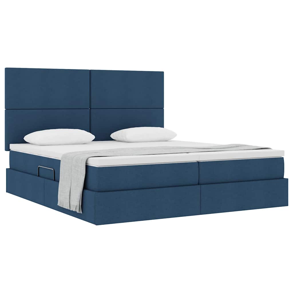 Cama con almacenamiento con cabecera Azul 180 x 200 cm Tela