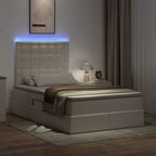Cama con almacenamiento y LED 120 x 190 cm Cuero sintético