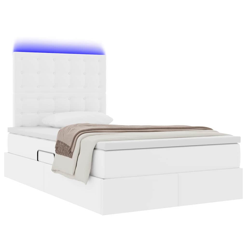 Cama con almacenamiento y LED 120 x 190 cm Cuero sintético