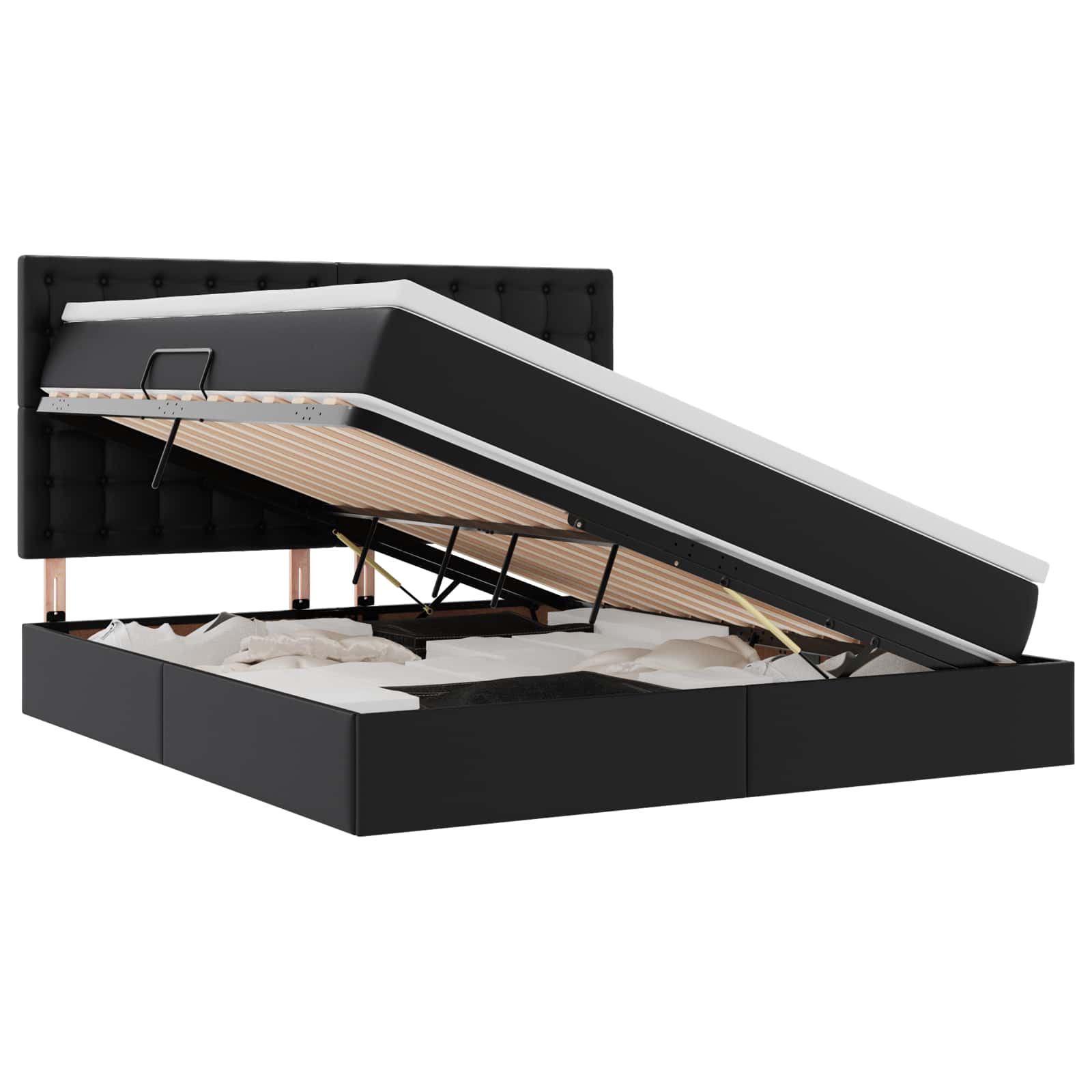 Cama com arrumação e LED 120 x 190 cm Pele sintética