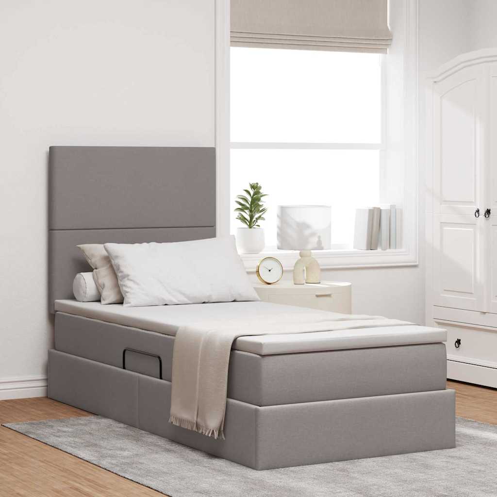 LED Storage Bed with Mattress Blue 100 x 200 cm Fabric