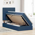 Cama de almacenamiento LED con colchón Azul 100 x 200 cm Tela