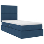 Cama de almacenamiento LED con colchón Azul 100 x 200 cm Tela