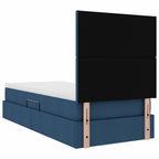 Cama de almacenamiento LED con colchón Azul 100 x 200 cm Tela
