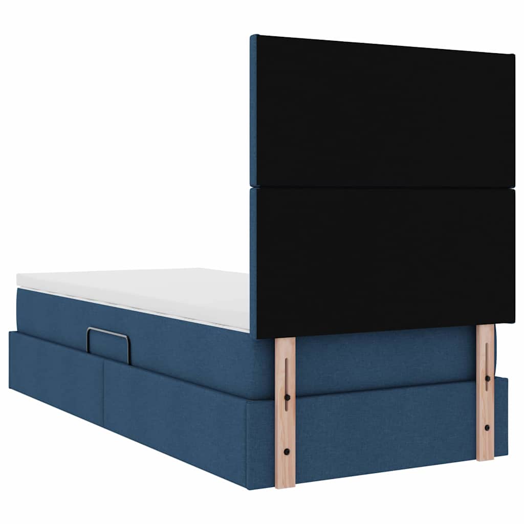 Cama de almacenamiento LED con colchón Azul 100 x 200 cm Tela