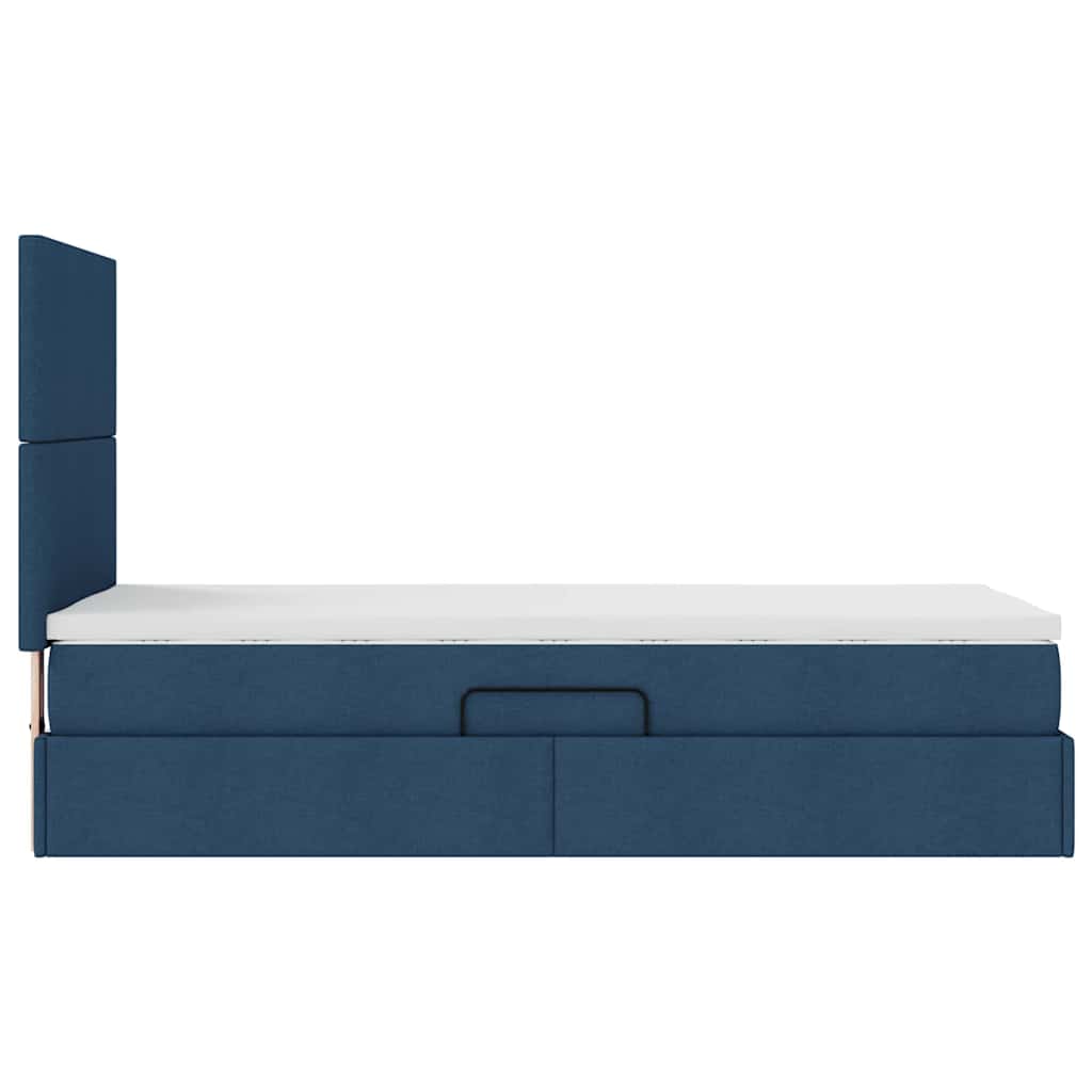 Cama de almacenamiento LED con colchón Azul 100 x 200 cm Tela
