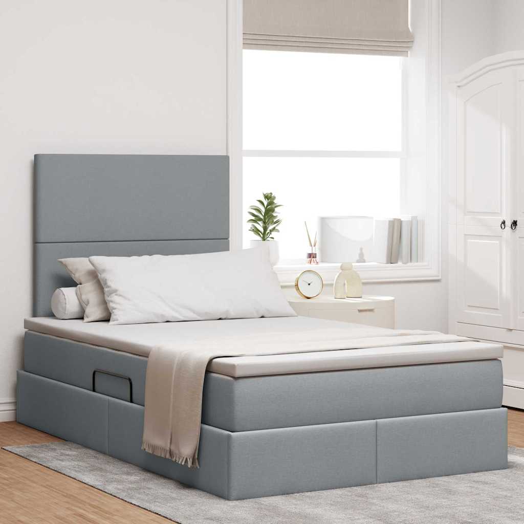 LED Storage Bed with Mattress Blue 100 x 200 cm Fabric