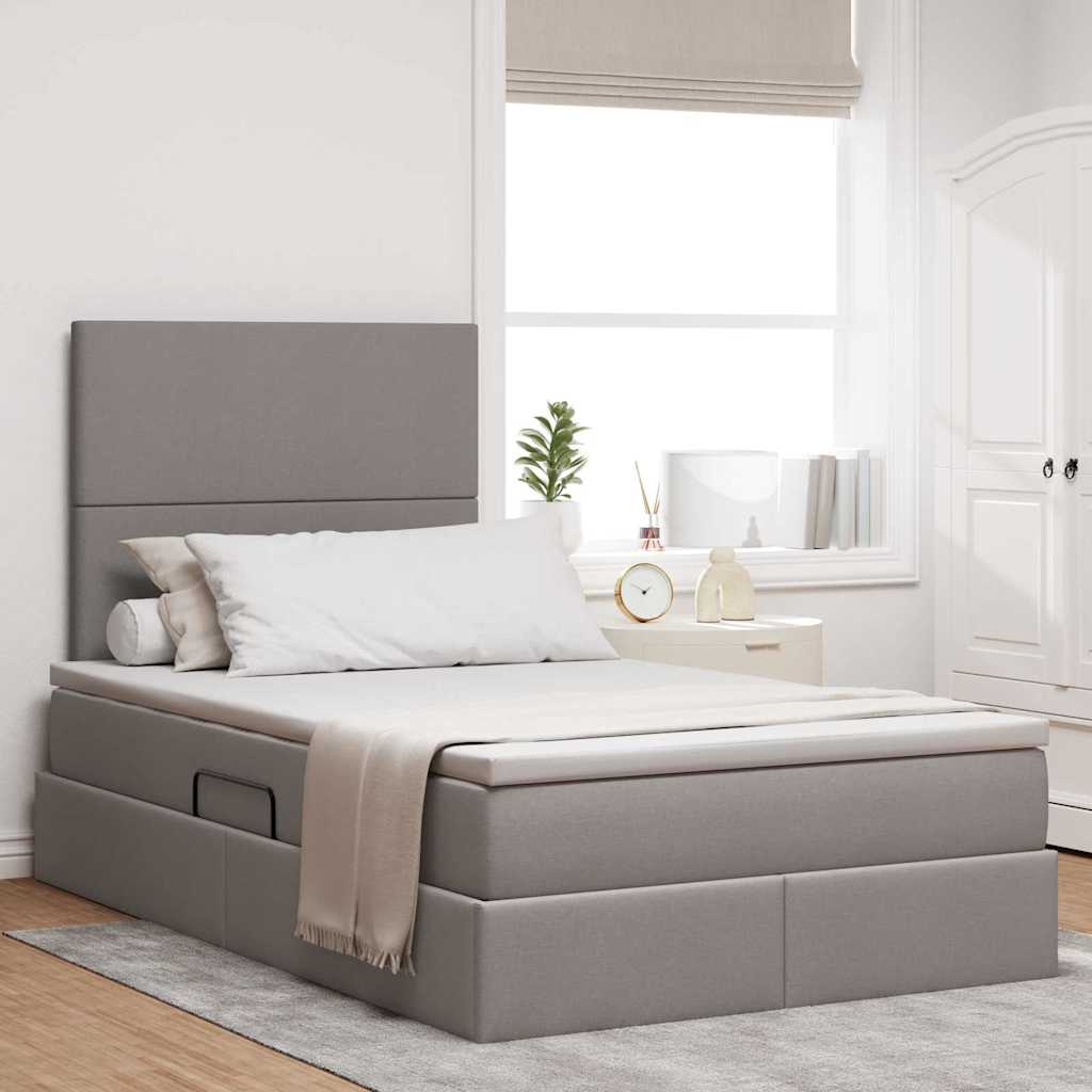 LED Storage Bed with Mattress Blue 100 x 200 cm Fabric