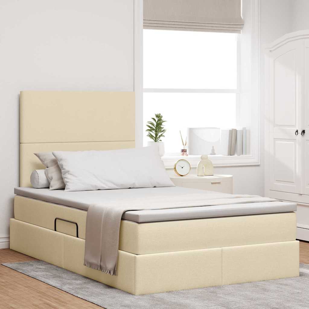 LED Storage Bed with Mattress Blue 100 x 200 cm Fabric