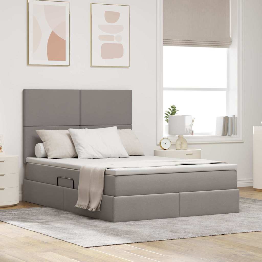 LED Storage Bed with Mattress Blue 100 x 200 cm Fabric