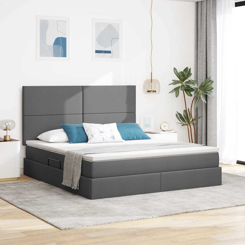 LED Storage Bed with Mattress Blue 100 x 200 cm Fabric