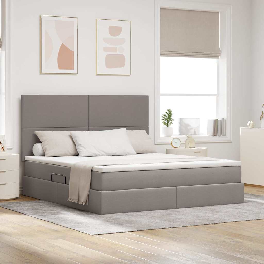 LED Storage Bed with Mattress Blue 100 x 200 cm Fabric