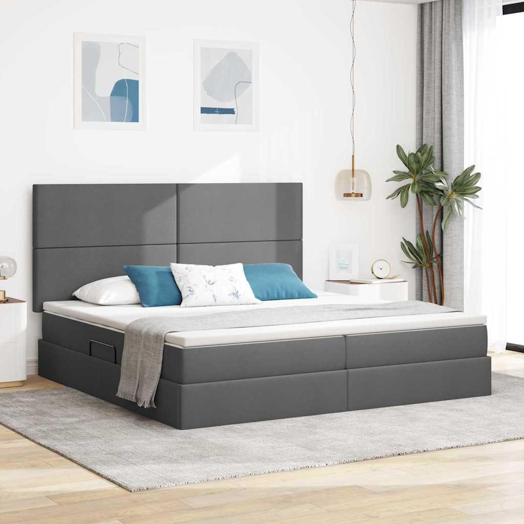 LED Storage Bed with Mattress Blue 100 x 200 cm Fabric