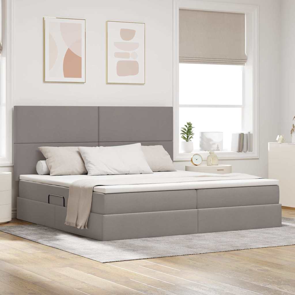 LED Storage Bed with Mattress Blue 100 x 200 cm Fabric