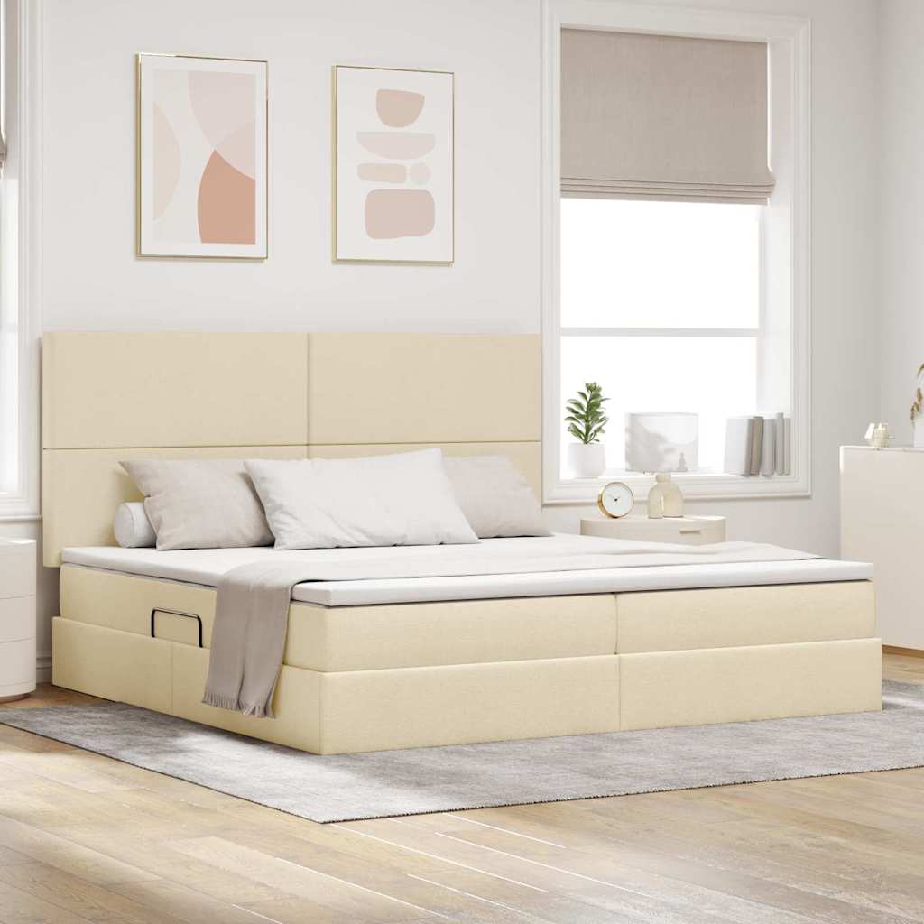 LED Storage Bed with Mattress Blue 100 x 200 cm Fabric
