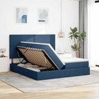 Cama de almacenamiento LED con colchón Azul 180 x 200 cm Tela