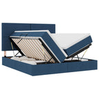 Cama de almacenamiento LED con colchón Azul 180 x 200 cm Tela