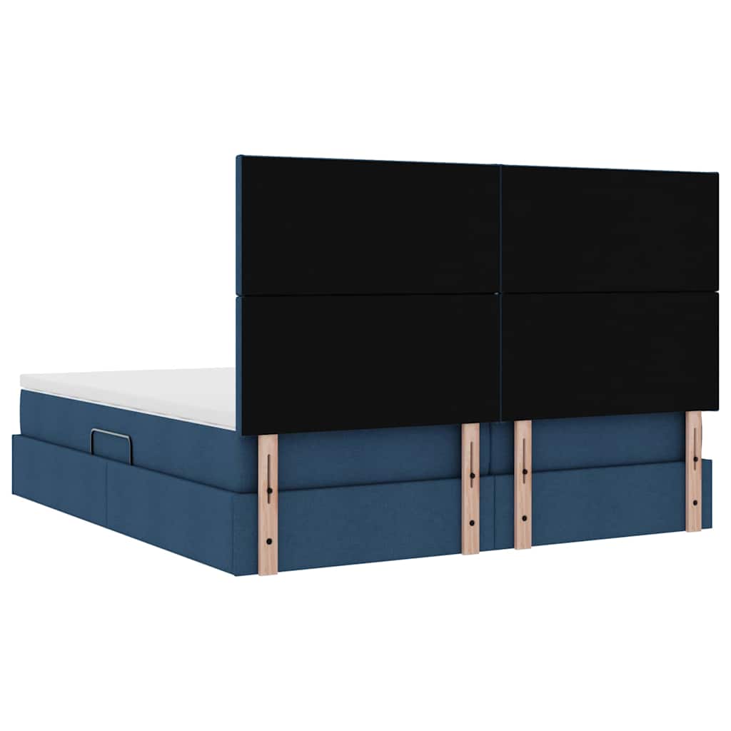 Cama de almacenamiento LED con colchón Azul 180 x 200 cm Tela