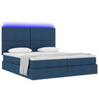 Cama de almacenamiento LED con colchón Azul 180 x 200 cm Tela