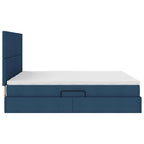 Cama de almacenamiento LED con colchón Azul 180 x 200 cm Tela