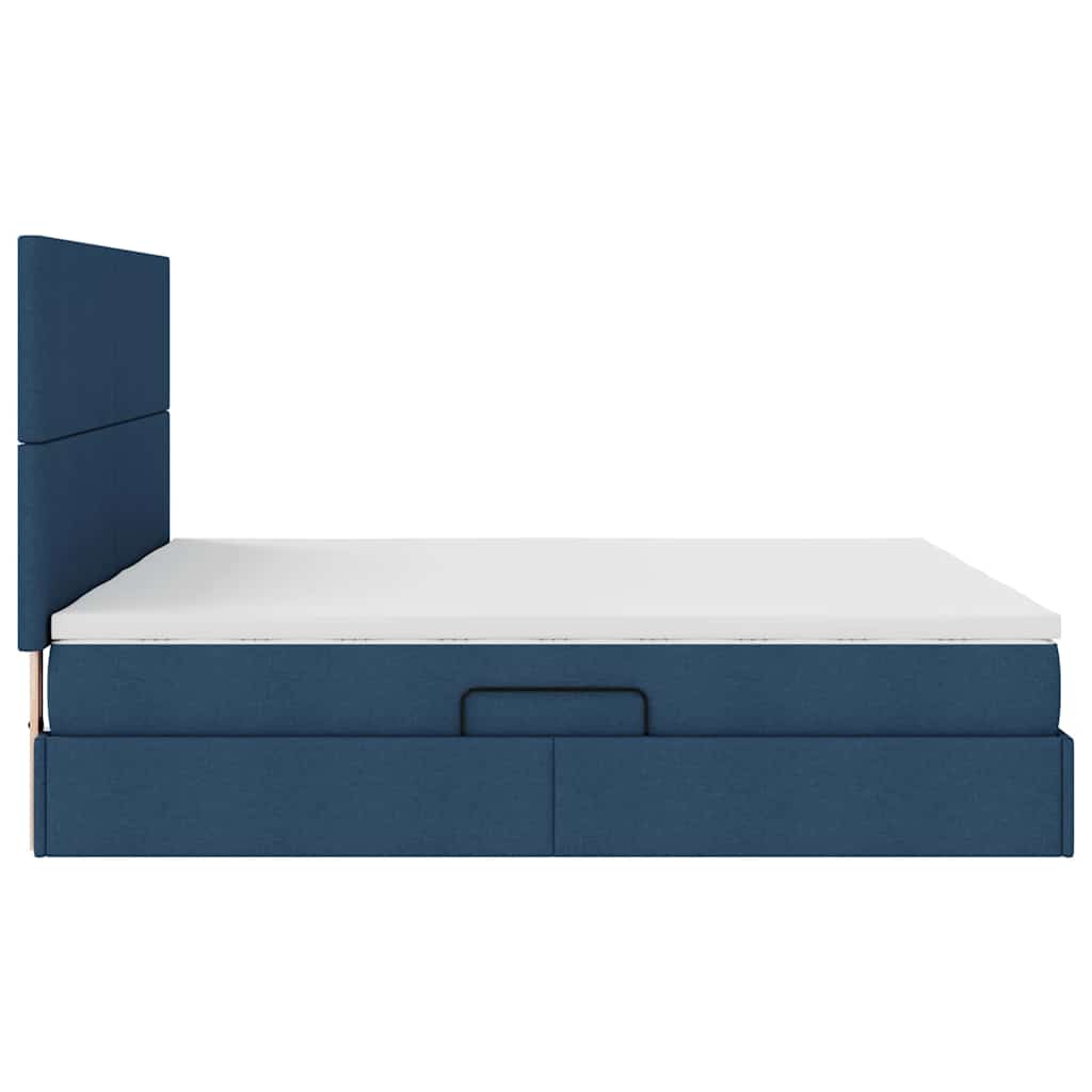 Cama de almacenamiento LED con colchón Azul 180 x 200 cm Tela