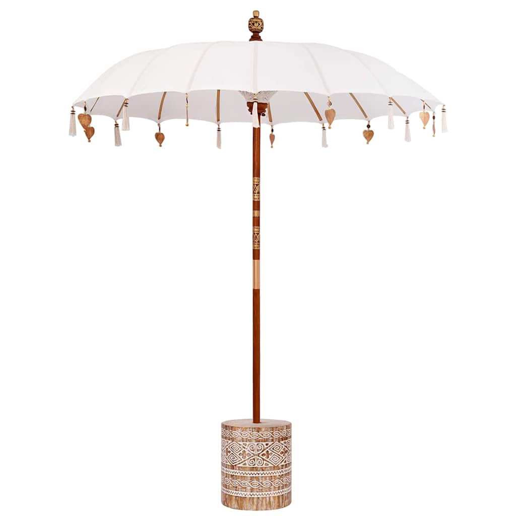Paraguas balinés con base Crema 185 x 185 x 260 cm Algodón