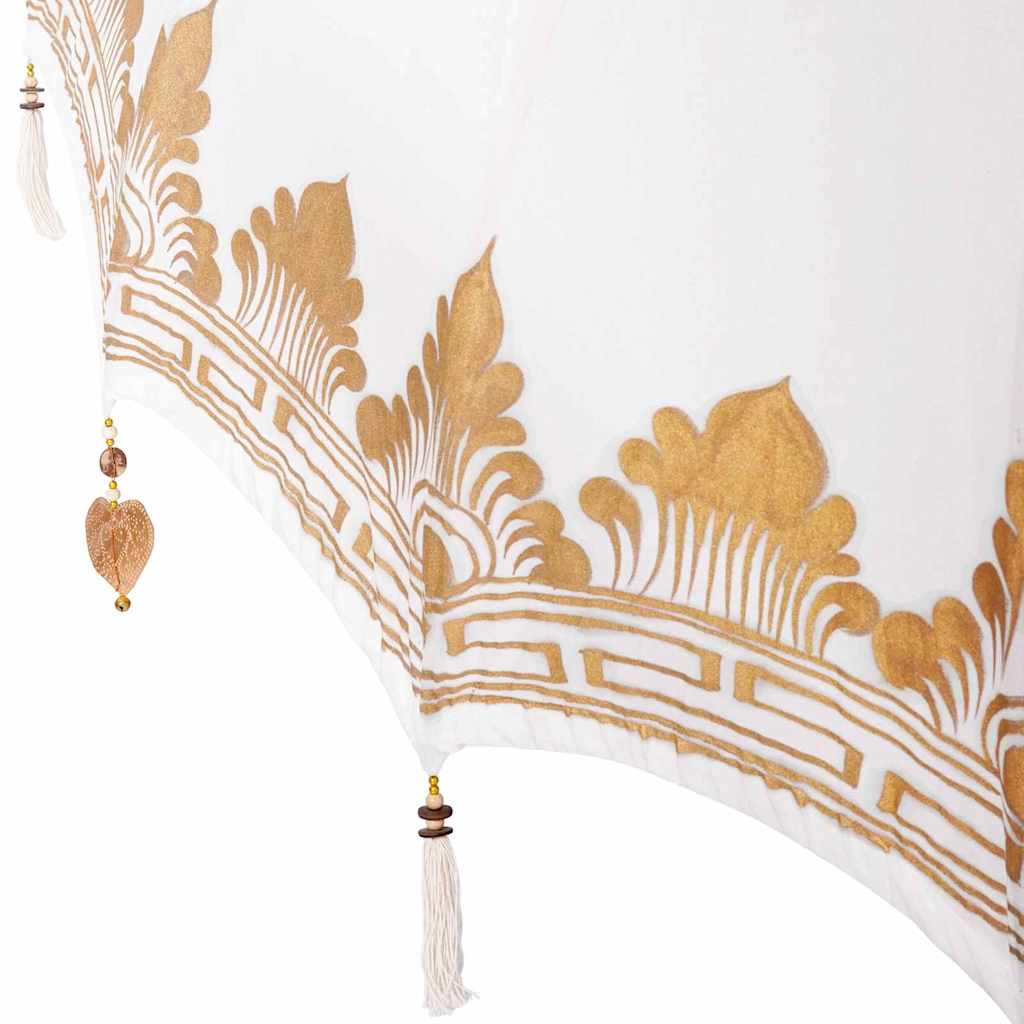Paraguas balinés con base Crema 185 x 185 x 260 cm Algodón