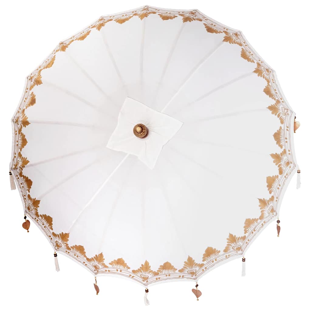 Paraguas balinés con base Crema 185 x 185 x 260 cm Algodón