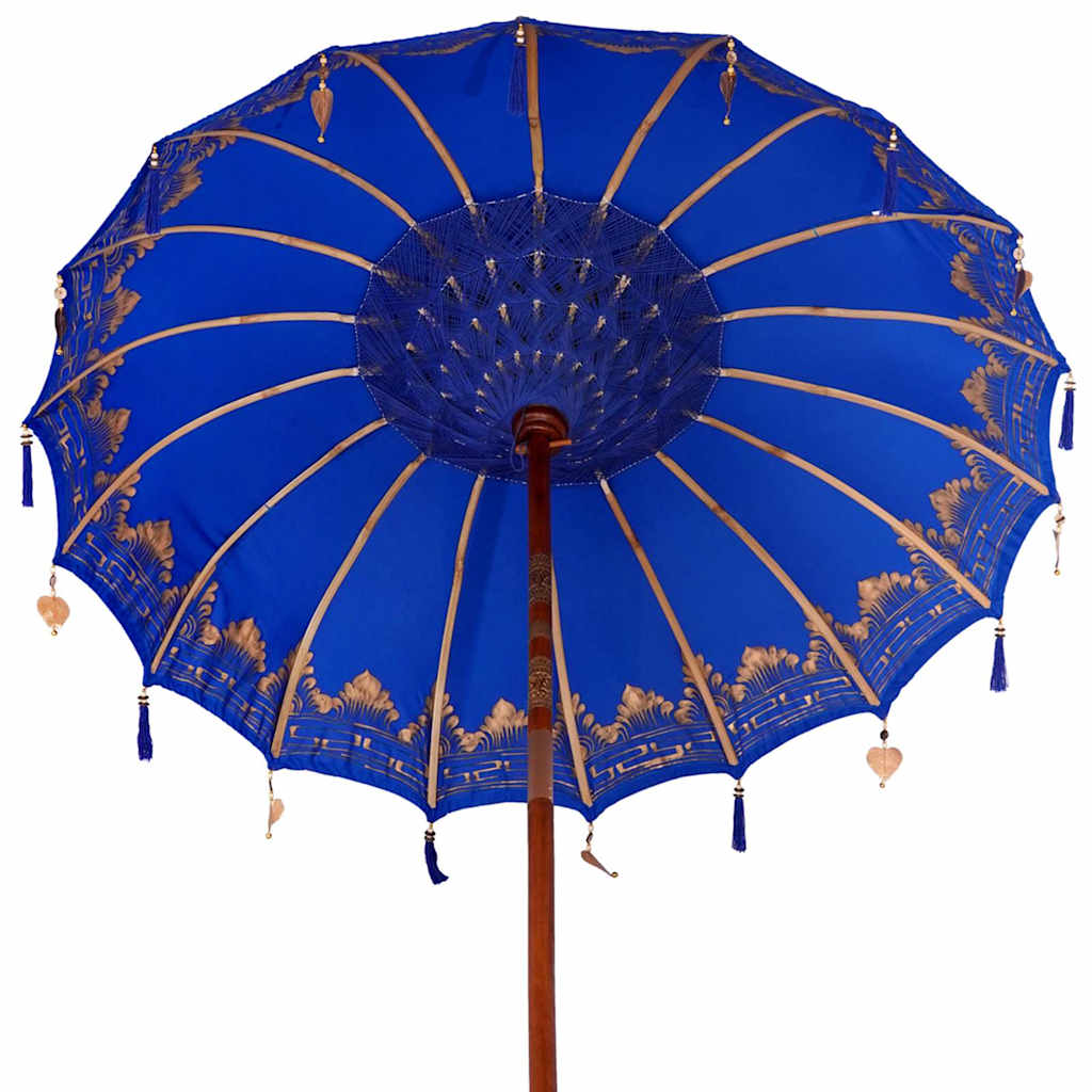 Paraguas balinés con base Azul 185 x 185 x 260 cm Algodón