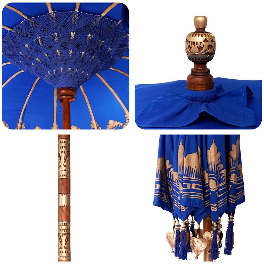Paraguas balinés con base Azul 185 x 185 x 260 cm Algodón